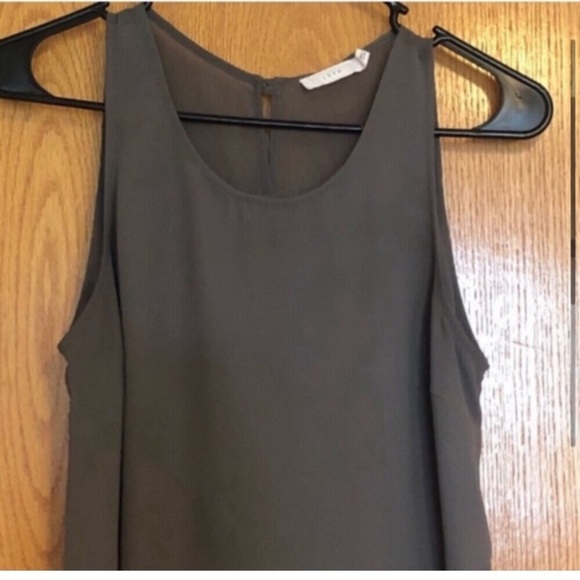 Lush long ruffle tunic army green sleeveless top Sz XS - Picture 4 of 11